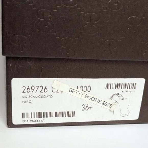 Gucci Betty High Heel Platform Bootie Size 36.5 | 6.5 Black Suede Bamboo Tassel - Picture 9 of 15